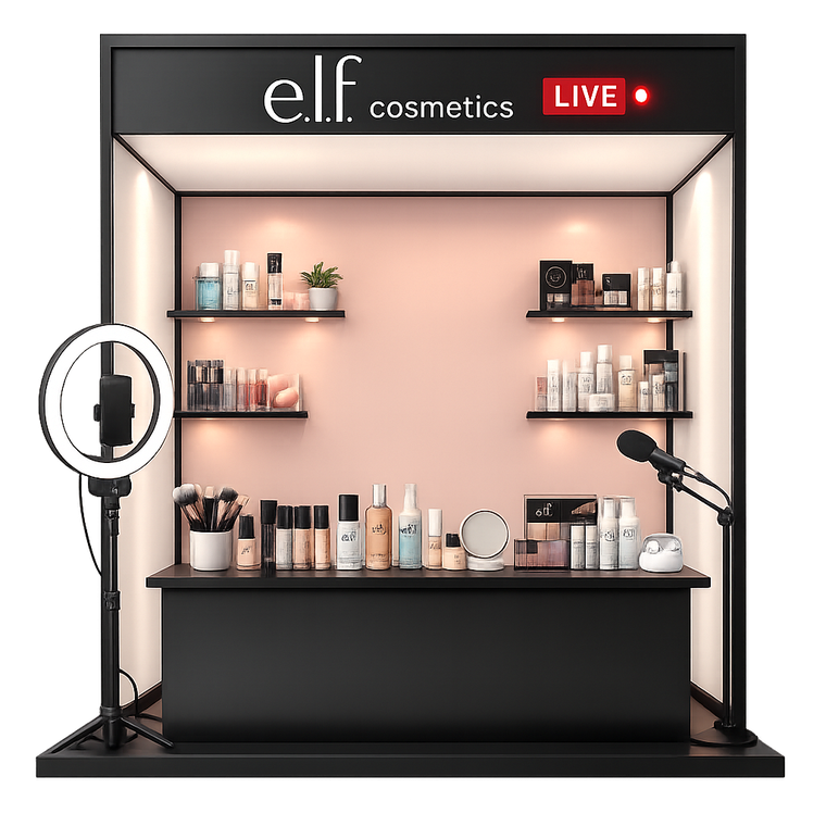 A fully designed and stocked e.l.f. cosmetics booth