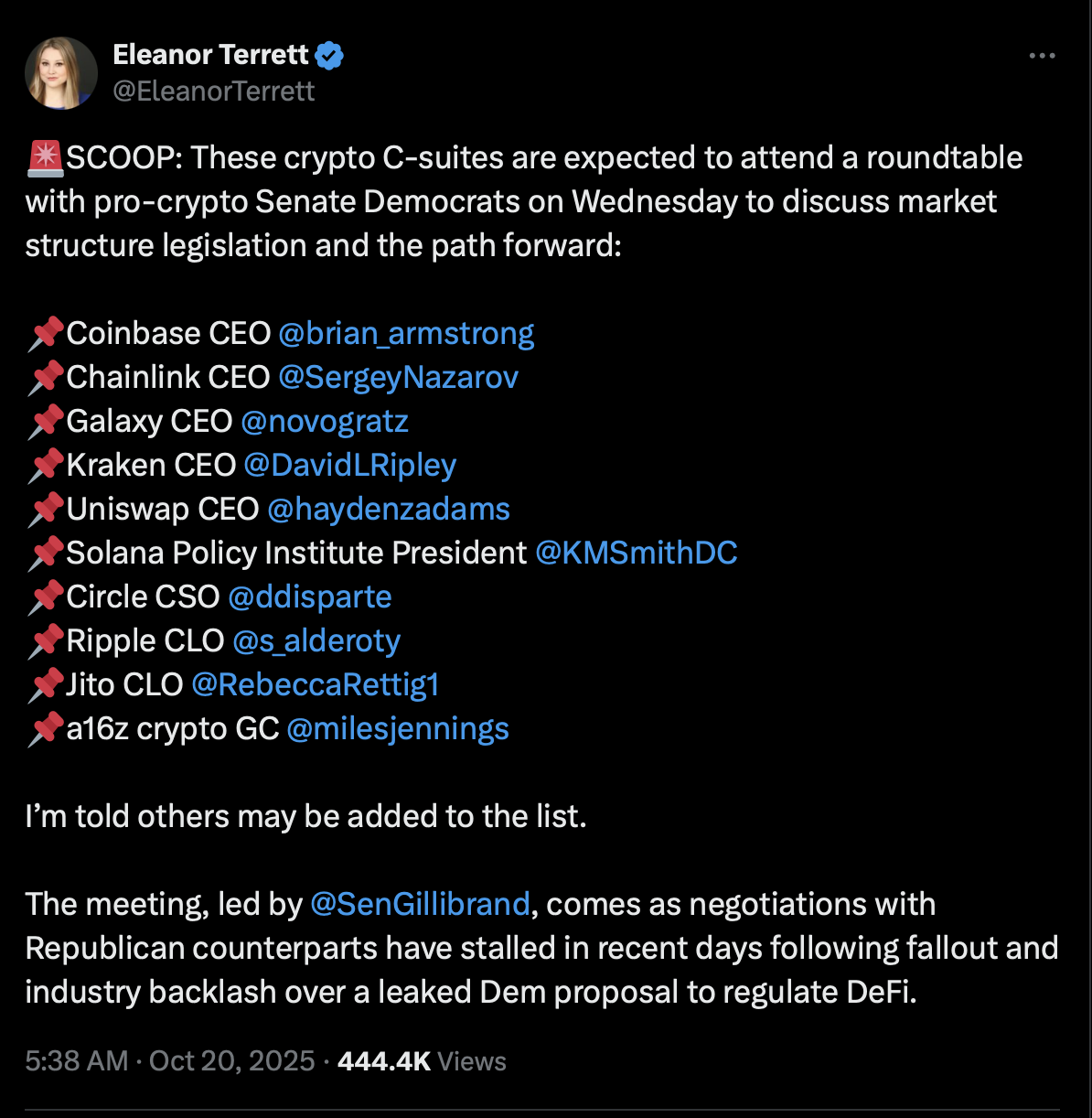 Eleanor Terrett Post on X (Formal Twitter)