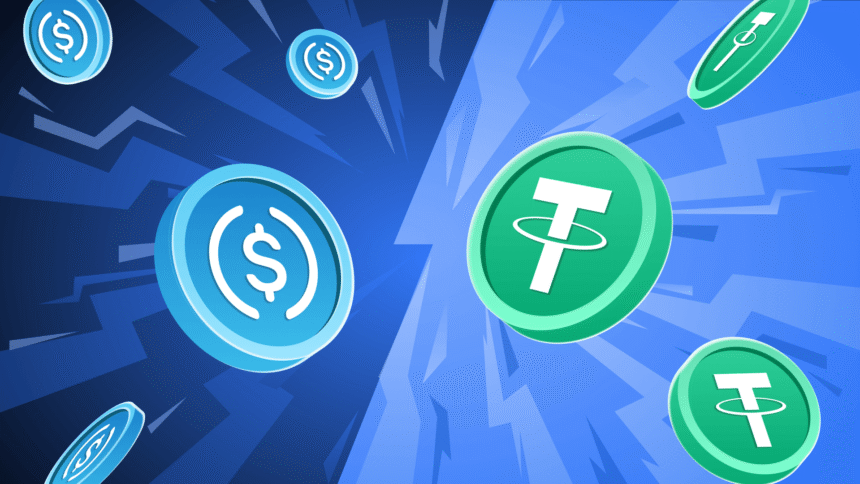 USDT and USDC stablecoins facing market share decline chart