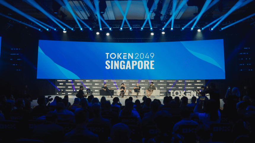 Token2049 Singapore conference crowd discussing 2024 crypto trends