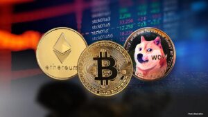 Crypto market liquidation event chart showing $19B liquidated after Trump tariff threat