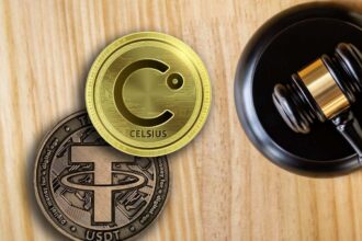 Tether and Celsius logos with $299.5 million settlement in crypto bankruptcy case