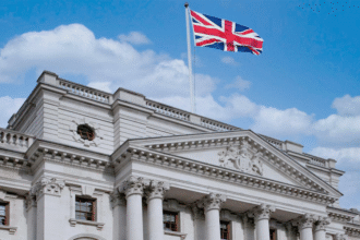 HMRC UK building with UK crypto tax warning letters concept