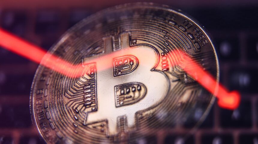 Bitcoin price chart illustrating potential for a 50% drawdown