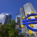 European Central Bank building with digital euro concept