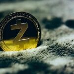 Zcash logo with price chart showing eight-year high