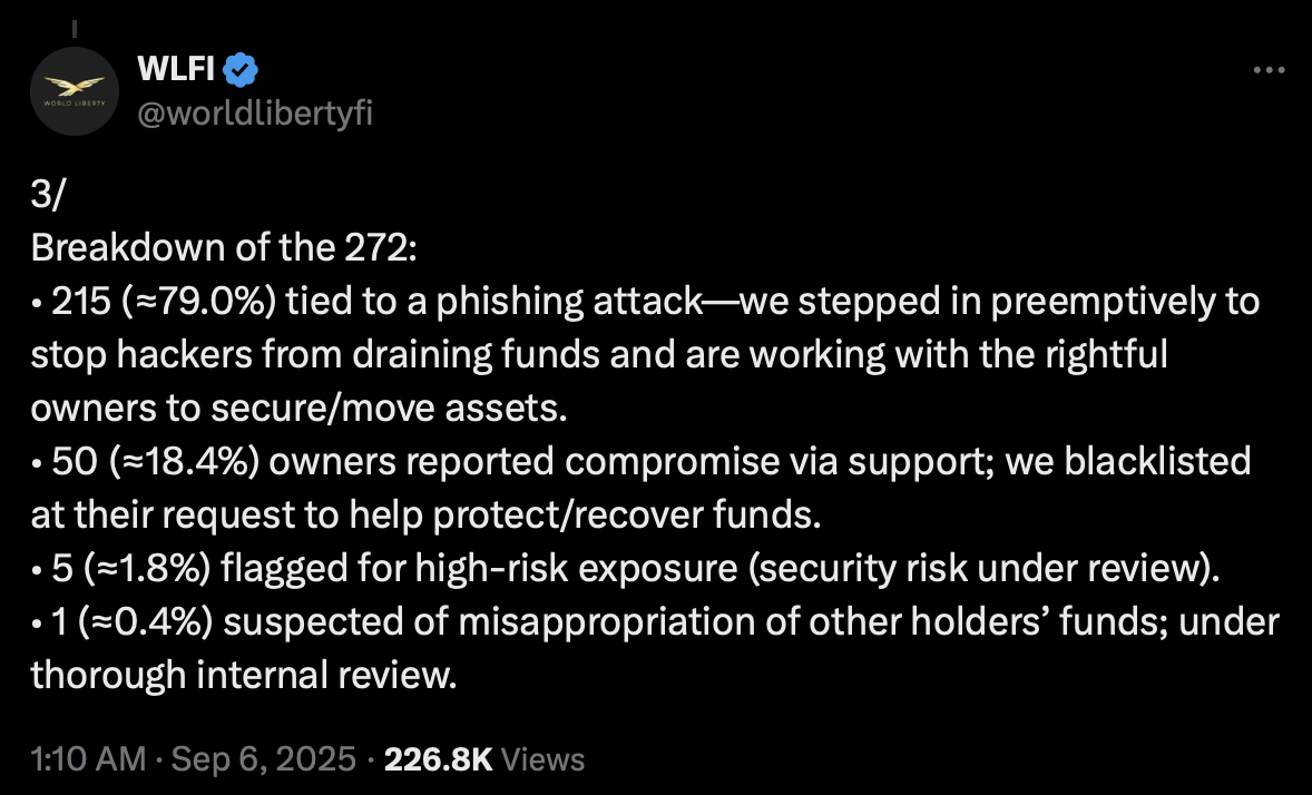 Worldlibertyfi post on X (Formal Twitter)