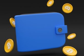 Coinbase logo and blockchain wallet addresses with moving tokens